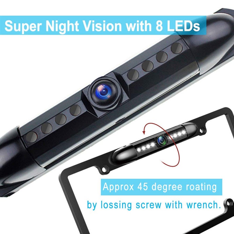 GLK License Plate Backup Camera HD Night Vision Rear View Camera with 8 LEDs 170Â° Viewing Angle Waterproof Backup Rear Camera for Cars - Image 3